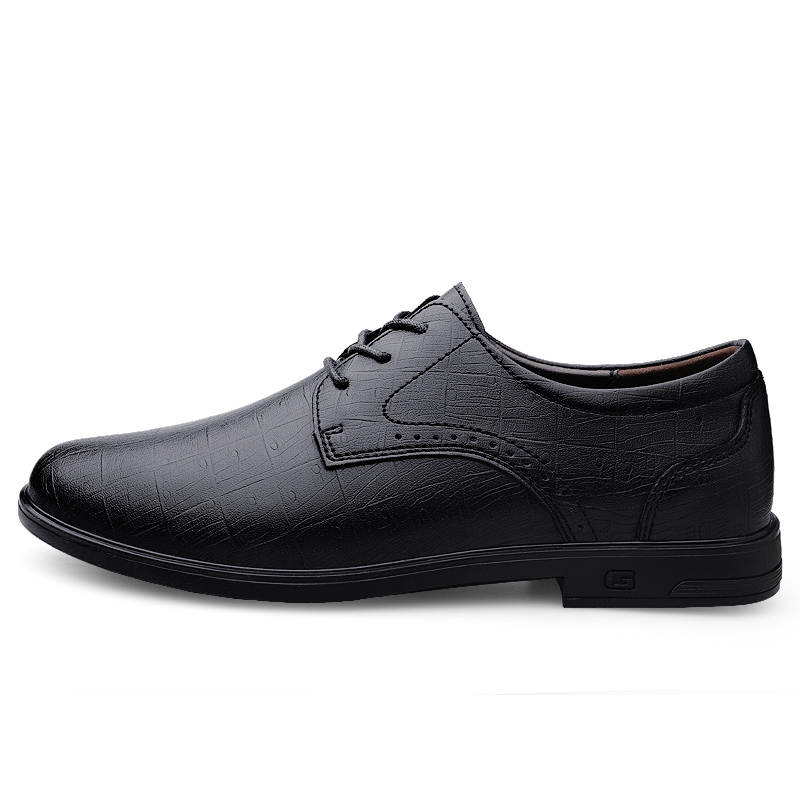 YINGLUNQISHI Top Grain Cow Leather Casual Shoes Men's Black