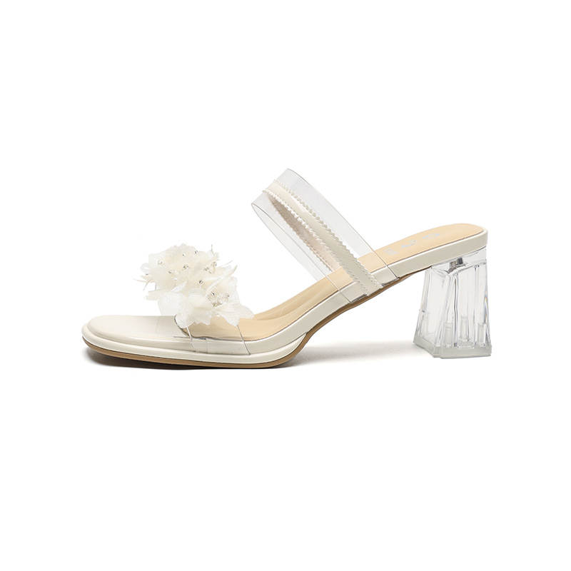 JOSINY Abrasion Resistant Cushioning Slide Slippers Women's Ecru