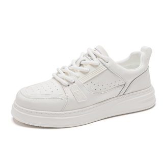 GIHO Cow Split Leather Abrasion Resistant Low top Skateboard Shoes Men's White