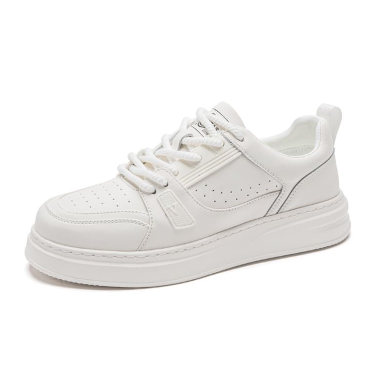 GIHO Cow Split Leather Abrasion Resistant Low top Skateboard Shoes Men's White