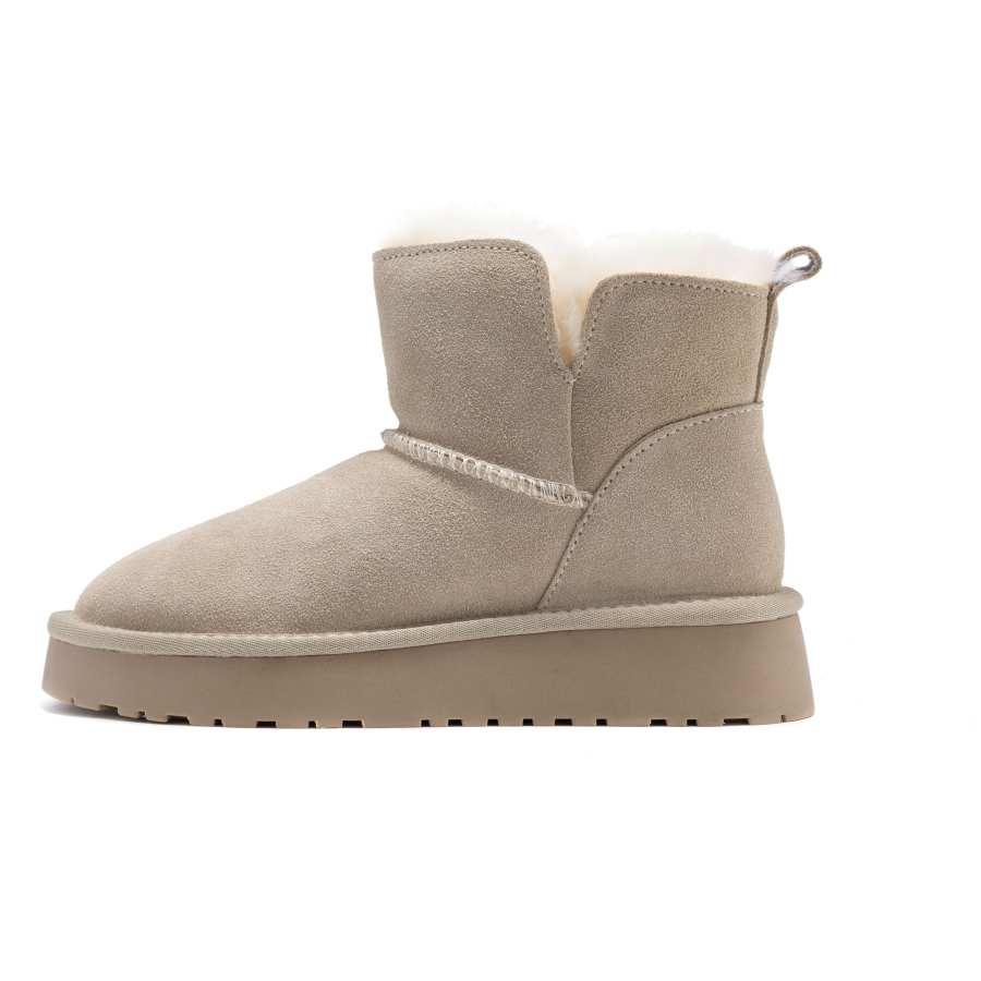 AOKANG Cow Split Leather Short Snow Boots Women's Sand