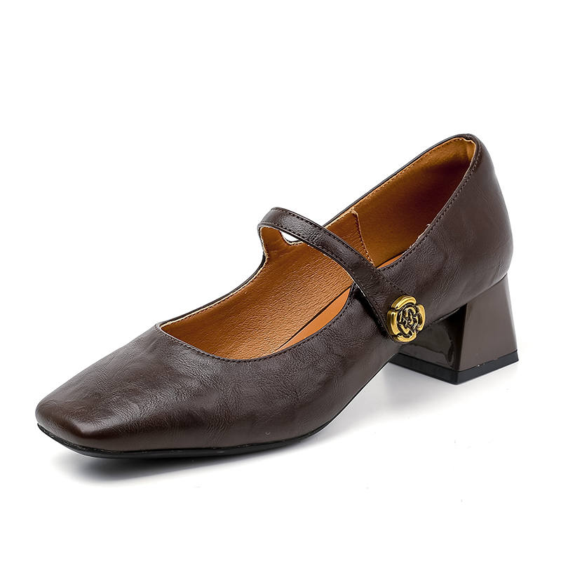 TATAYA Microfiber Leather Mary Jane Shoes Women's Dark Brown