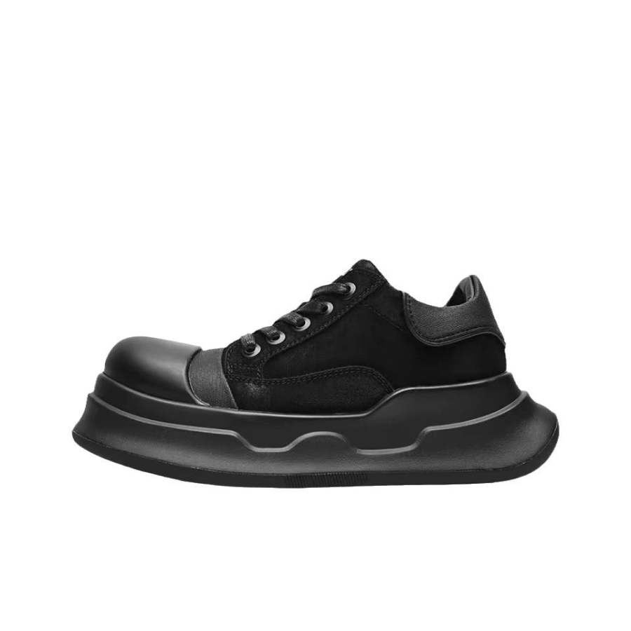 LUNMADENG Canvas Slip Resistant Lightweight Abrasion Resistant Low top Casual Shoes Unisex Black