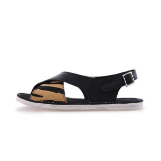 Neiliansheng Walking Into The Future One Strap Sandals Women's Black Pattern