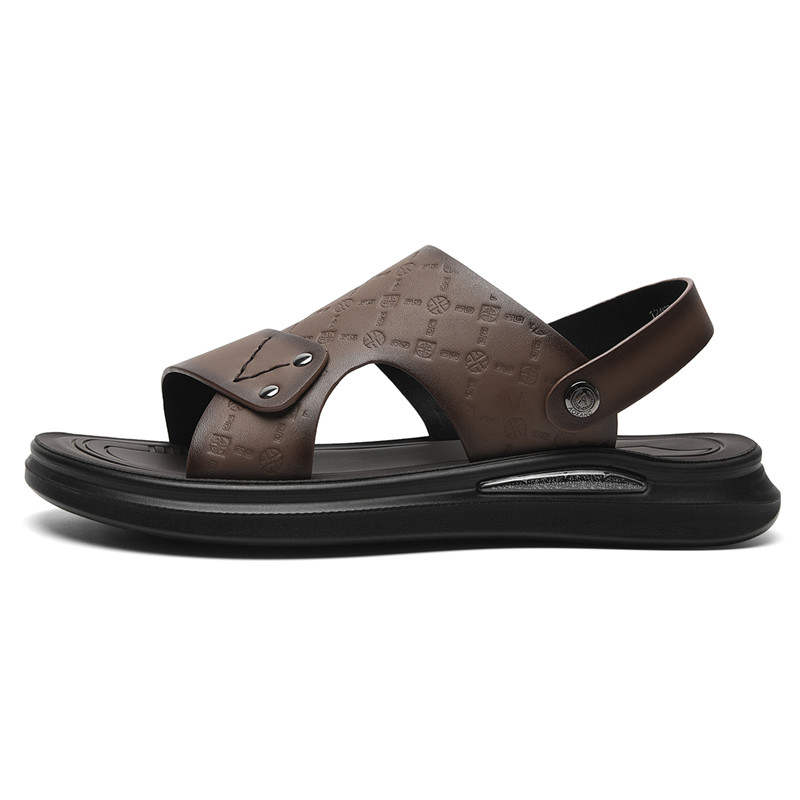 AOKANG Premium Aesthetic Print, Comfortable Fashion Trend Breathable Beach Sandals Men's Brown