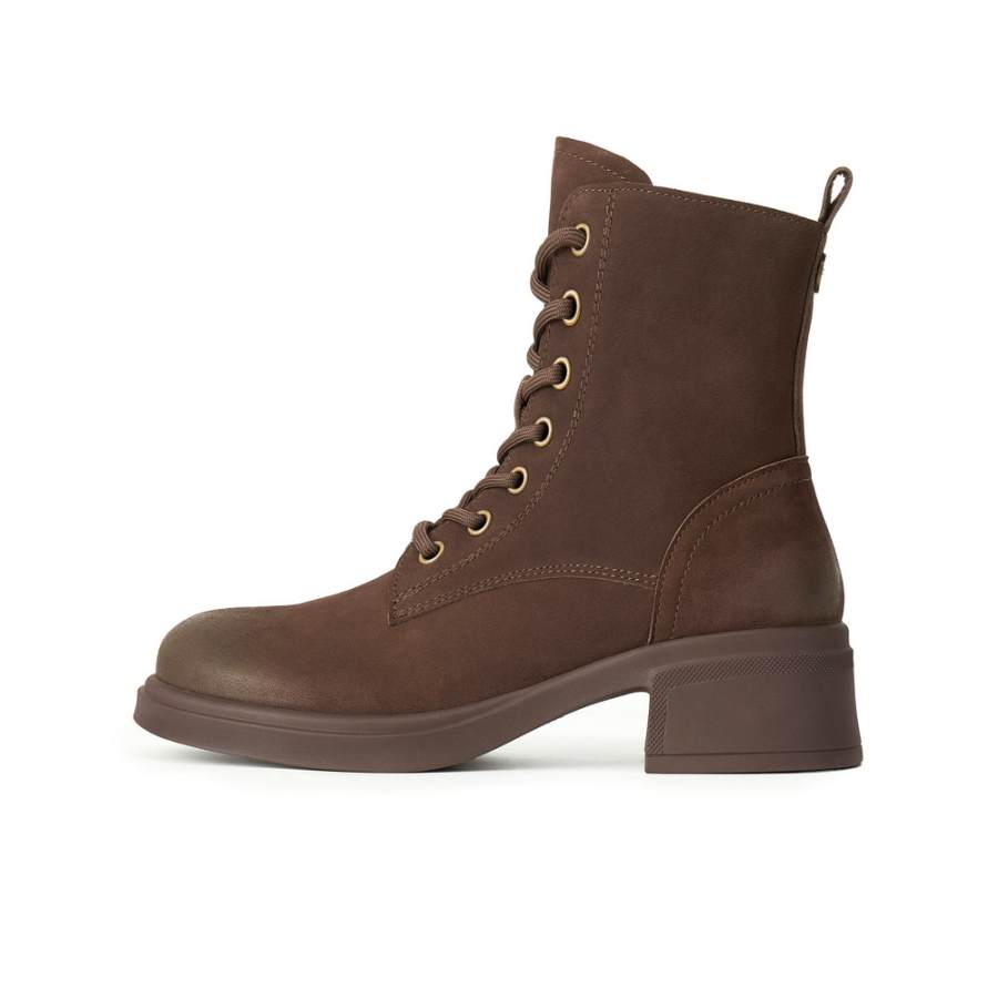 BELLE Sheepskin Short Combat Boots Women's