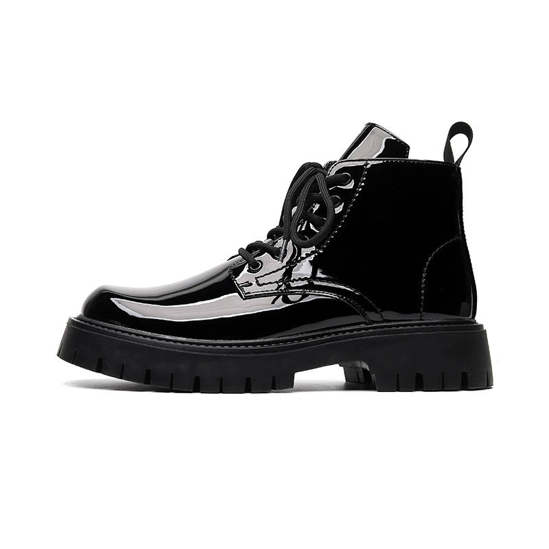 CHILANG CHILANG Microfiber Leather Short Combat Boots Men's Black