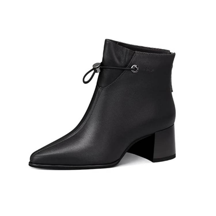JESSICA SOPHIA Top Grain Cow Leather Ankle Boots 5CM Women's