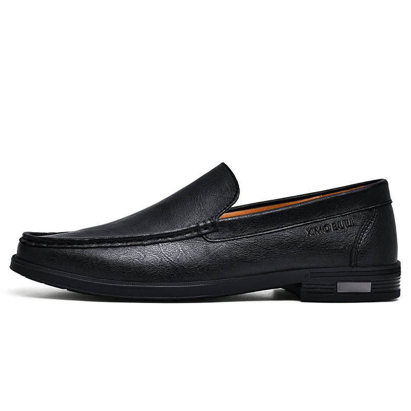 XIMO BULL Cow Split Leather Men's Casual Leather Shoes Men's Black