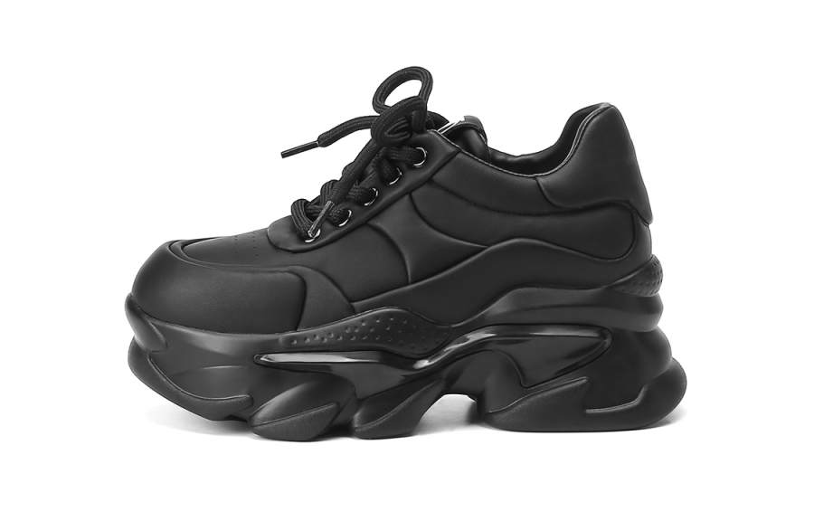 VEDULLAR Synthetic Leather Slip Resistant Abrasion Resistant Low top Chunky Sneakers Women's