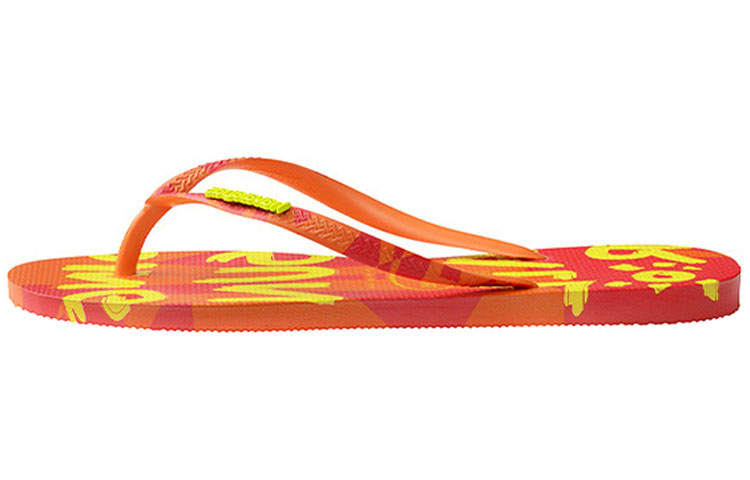 Havaianas Slim Summer Rubber Sole Slide Slippers Women's Okra Orange