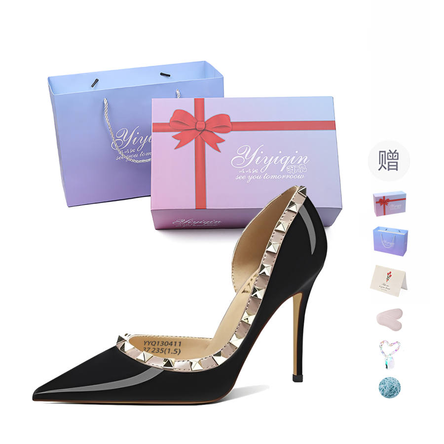 YIYIQIN Pu Slim Heel High Heels Women's Gift Box Set