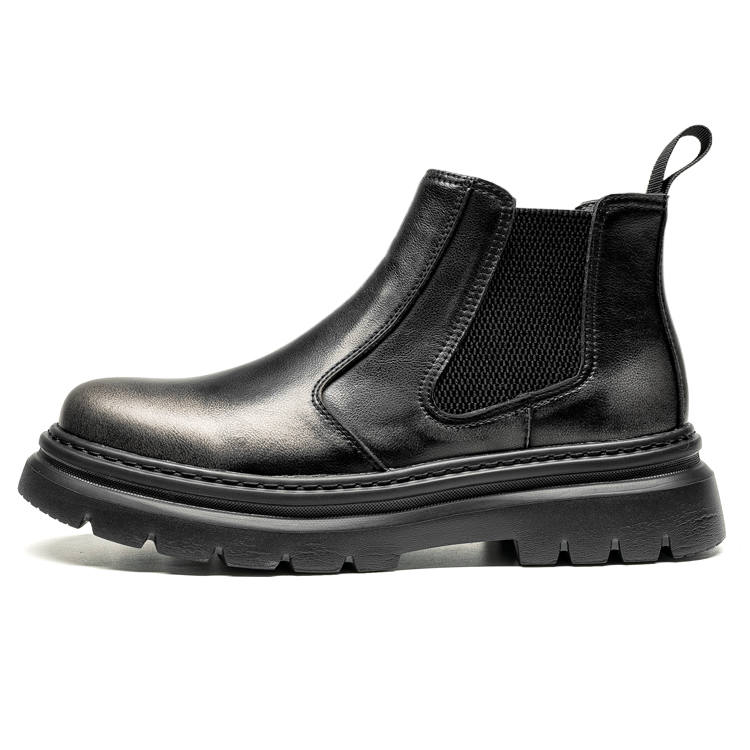 LEAVELAND Short Chelsea Boots Men's Black Silver