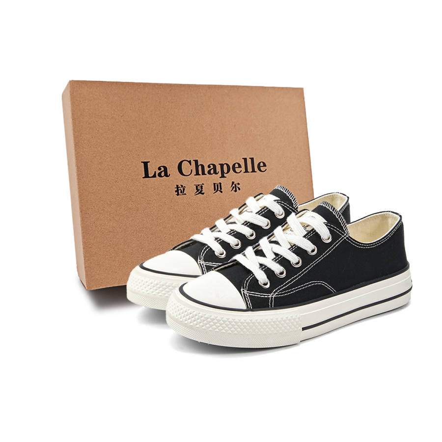 La Chapelle Non slip Lightweight Low Top Canvas Shoes Women's Black