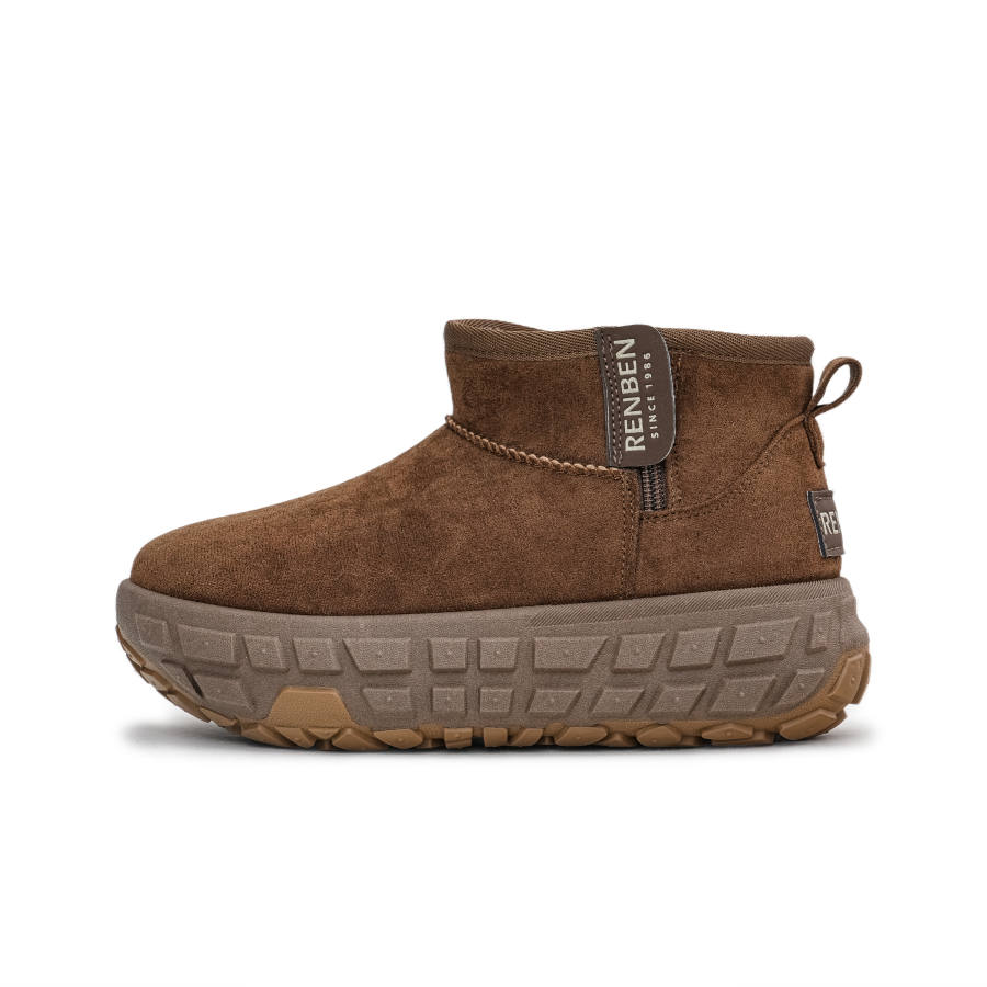 RENBEN1986 Winter Slip Resistant Tire Bottom Thickened And Fleece Lined Thermal Shoe Platform Short Boots Snow Boots