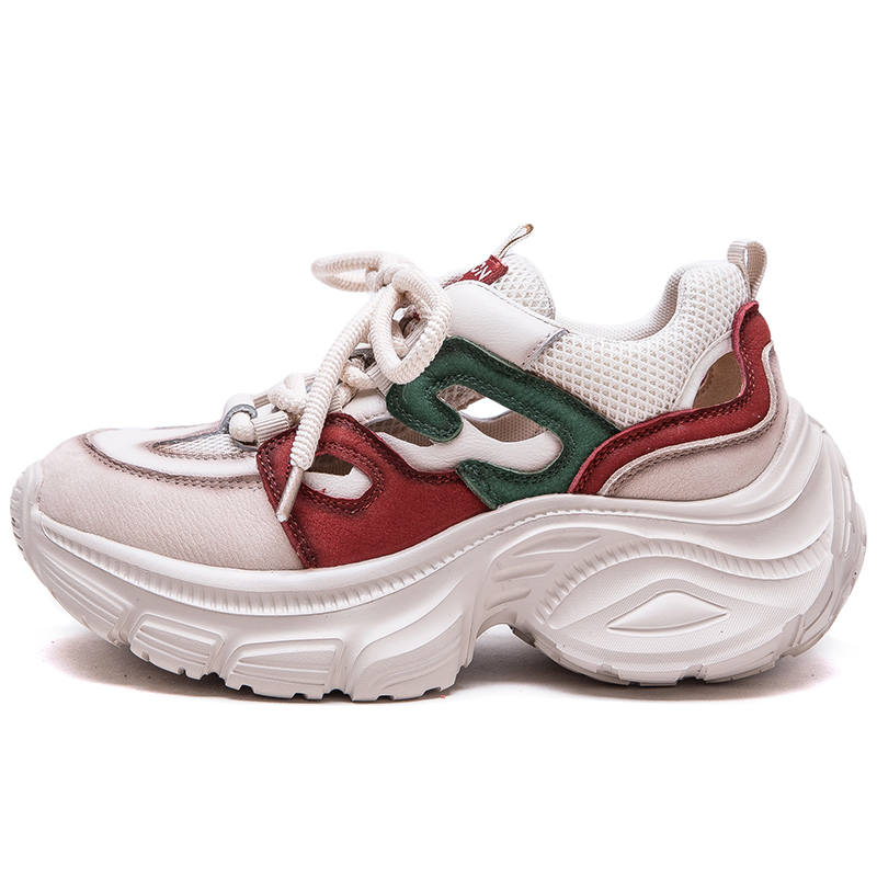 JIEZHOU Height Increasing Breathable Height Increasing Breathable Low top Chunky Sneakers Women's