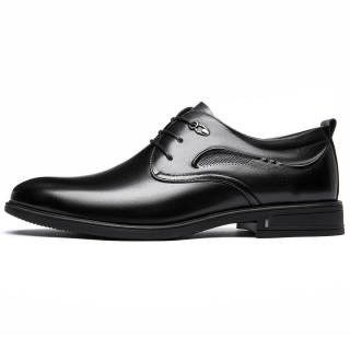15 MINS Top Grain Cow Leather Casual Shoes Men's Black