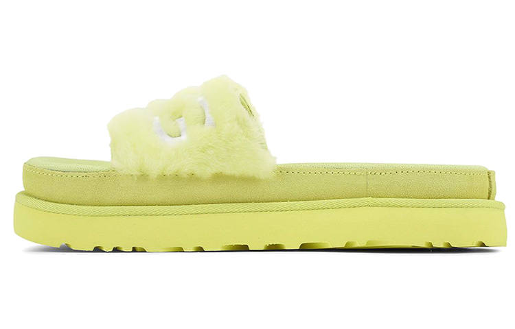 UGG UGG Laton Fur Slide Yellow Slippers Women's
