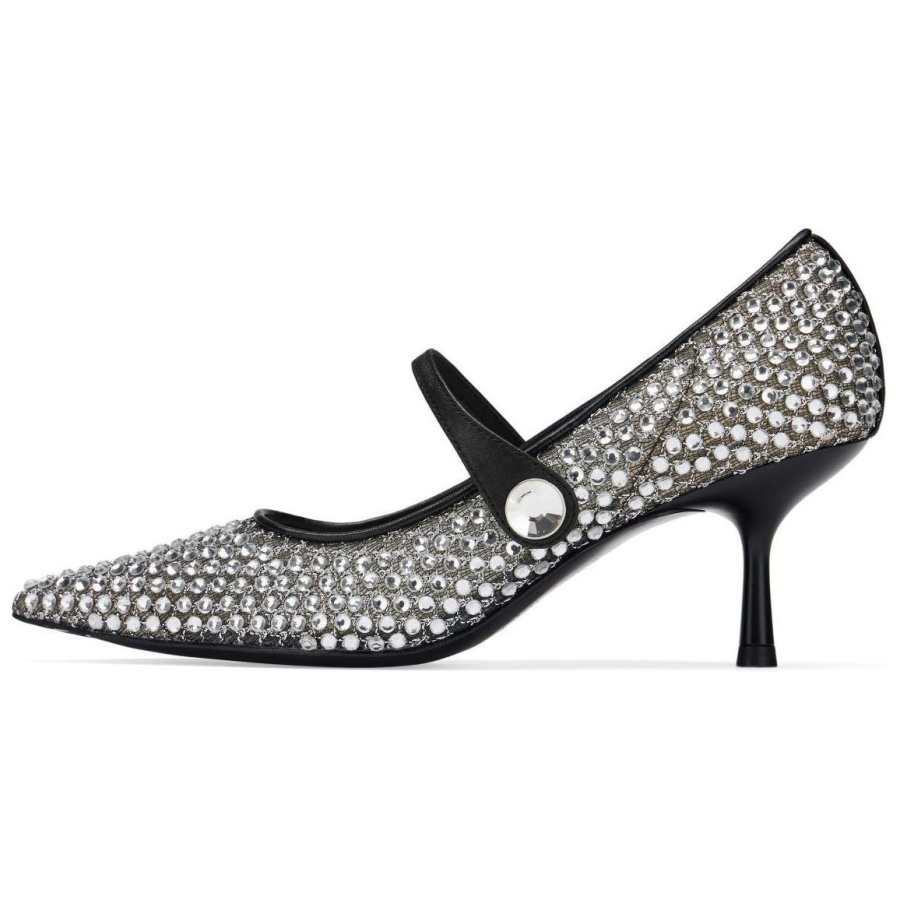 73Hours Diamond Sea Fabric Slim Heel High Heels 7cm Women's Silver Black