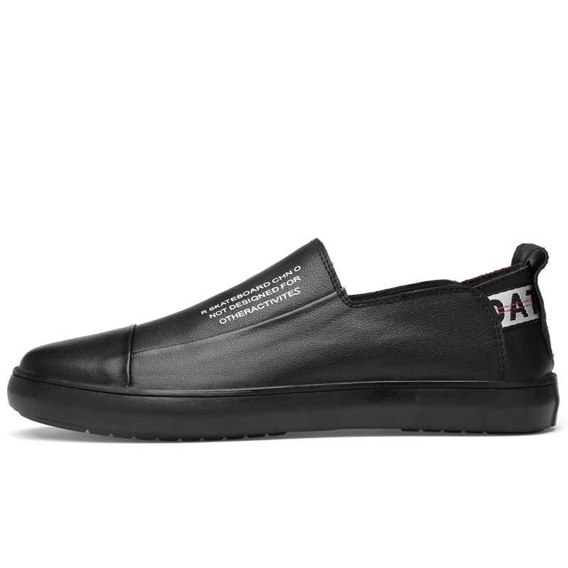 YINGLUNQISHI Top Grain Cow Leather Casual Shoes Men's Black