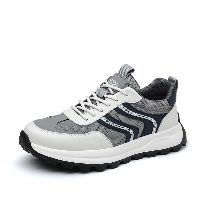 Devanro Devanro PU, Mesh Slip Resistant And Breathable Height Increasing Low top Casual Shoes Men's