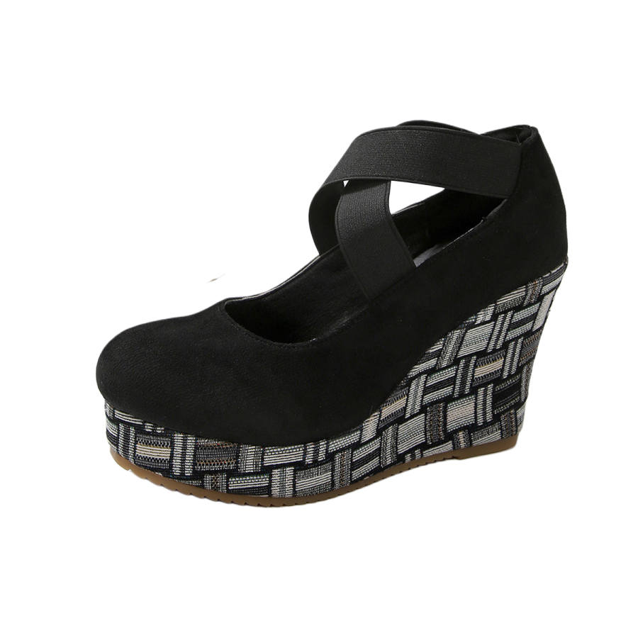 Alxnan Mary Jane Shoes Women's Black/Dark Brown
