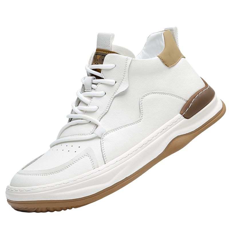 MINGYITU Cow Leather Mid top Skateboard Shoes Unisex