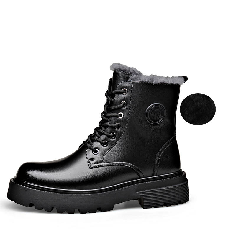 XIAOTOULANG Cow Split Leather Ankle Boots Men's Black