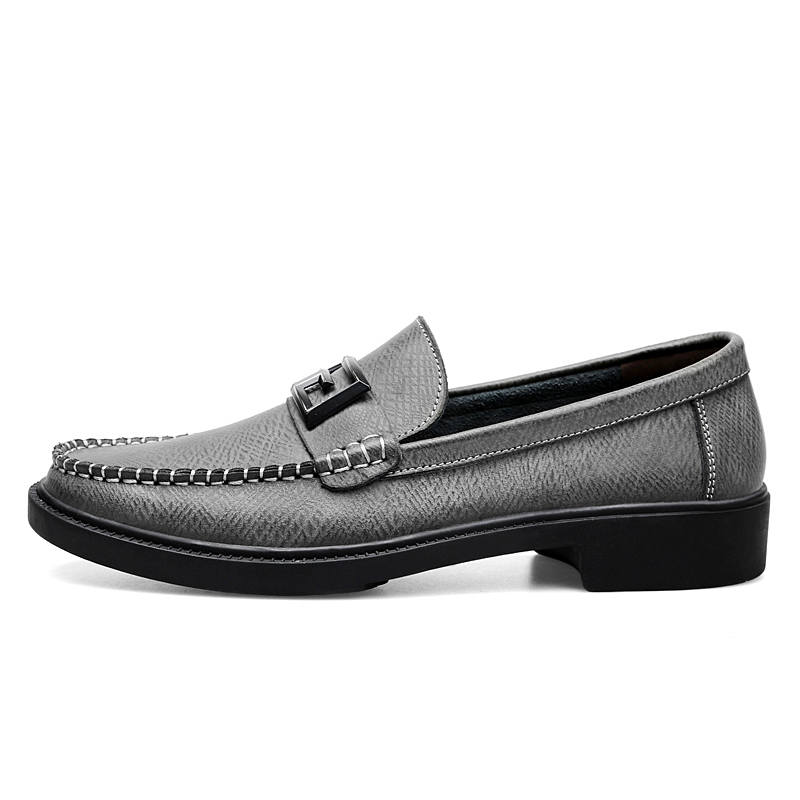 CITONGXIANSHENG Cow Split Leather Loafers Men's Gray