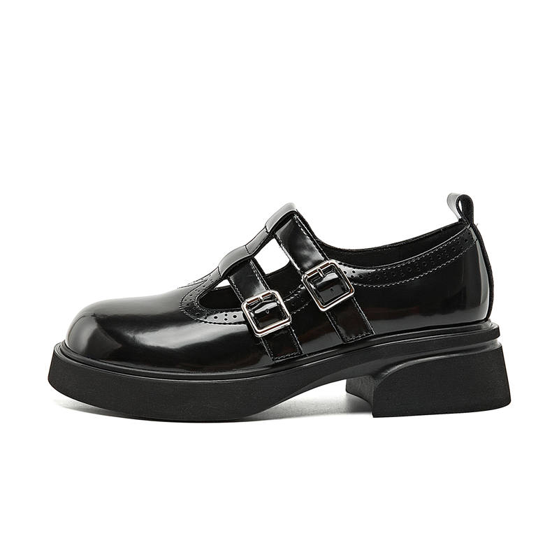 KEKAFU Cow Split Leather Platform Mary Jane Shoes 4.5cm Women's