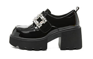ZGR Pu Loafers 7.5cm Women's Black