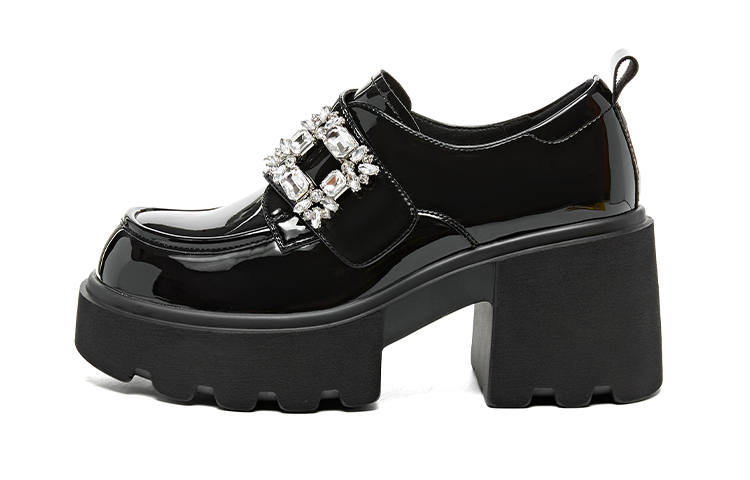 ZGR Pu Loafers 7.5cm Women's Black