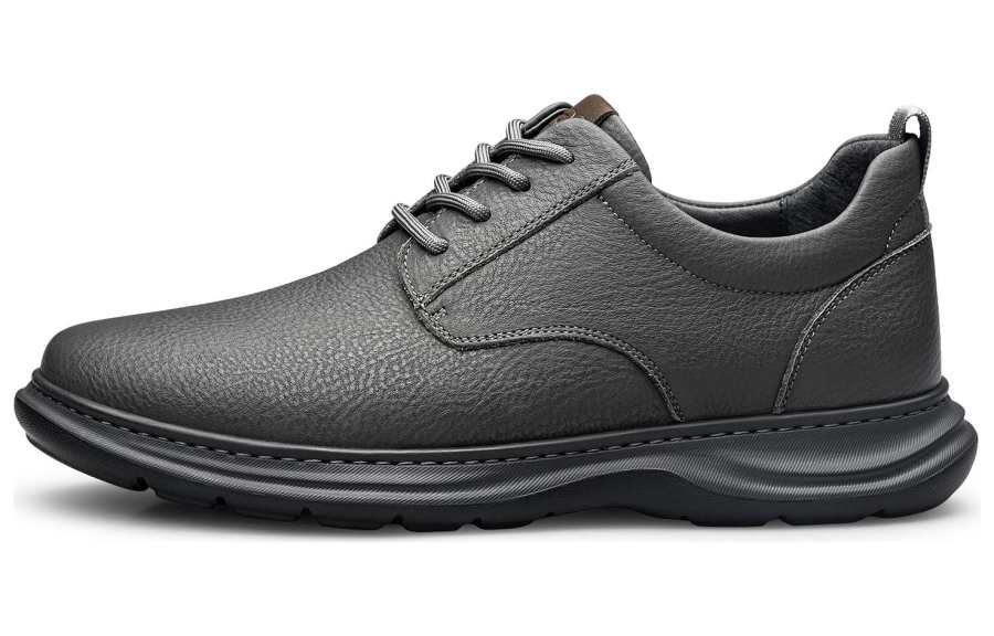 ZRO Casual Leather Shoes Men's Low Top Black/Gray