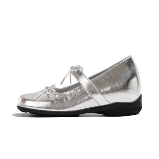 LAOMIAO Cow Leather Chunky Heel Mary Jane Shoes Women's Silver