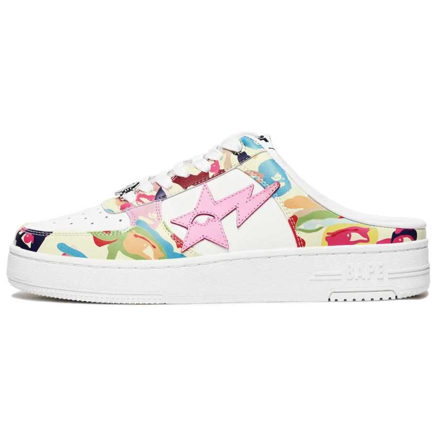 A BATHING APE KIDSUPER x A BATHING APE Abrasion Resistant Closed Toe Slippers Unisex White Pink