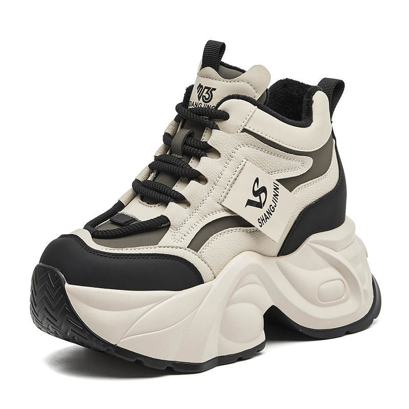 Shangjinni Synthetic Leather Lightweight Height Increasing Lightweight Height Increasing High top Chunky Sneakers