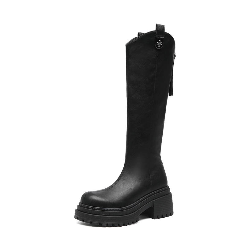 ZHR Knee High Boots Women's Black/Brown