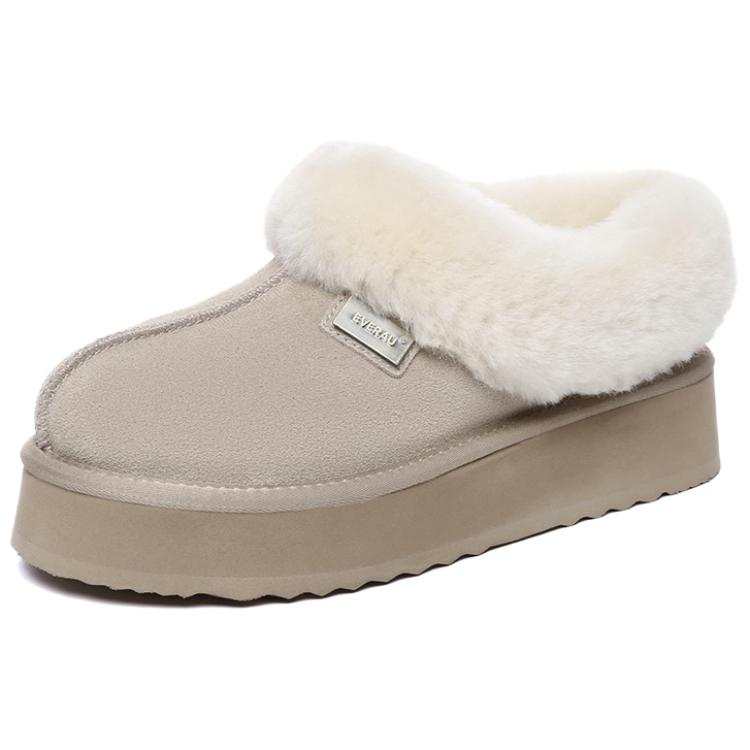 EVERAU Cow Split Leather Thermal Comfortable Ankle Length Snow Boots Women's