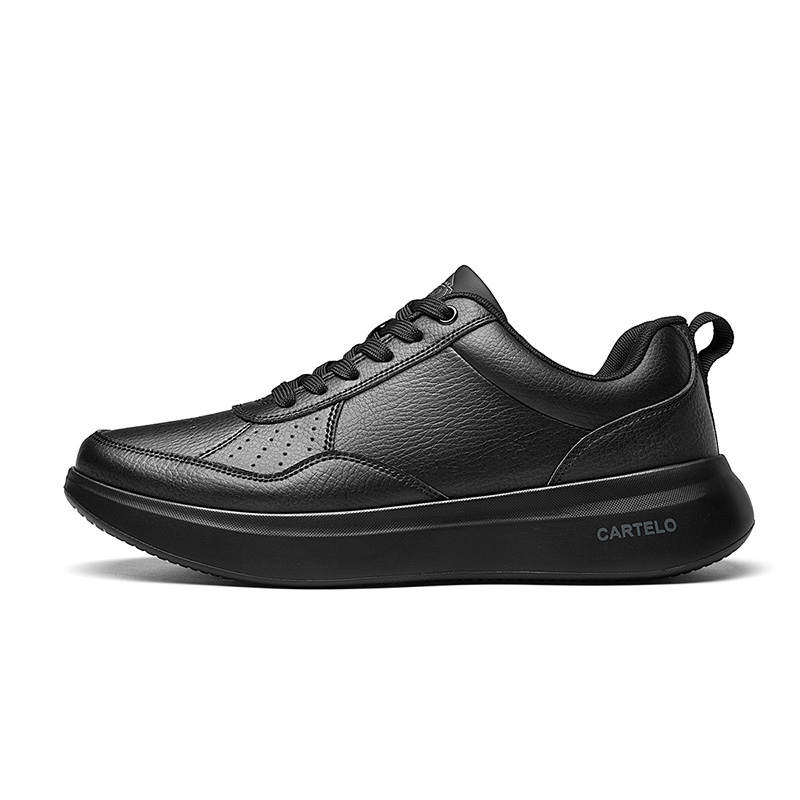 CARTELO Microfiber Leather Cushioning Lightweight Cushioning Lightweight Low top Casual Shoes Men's Black