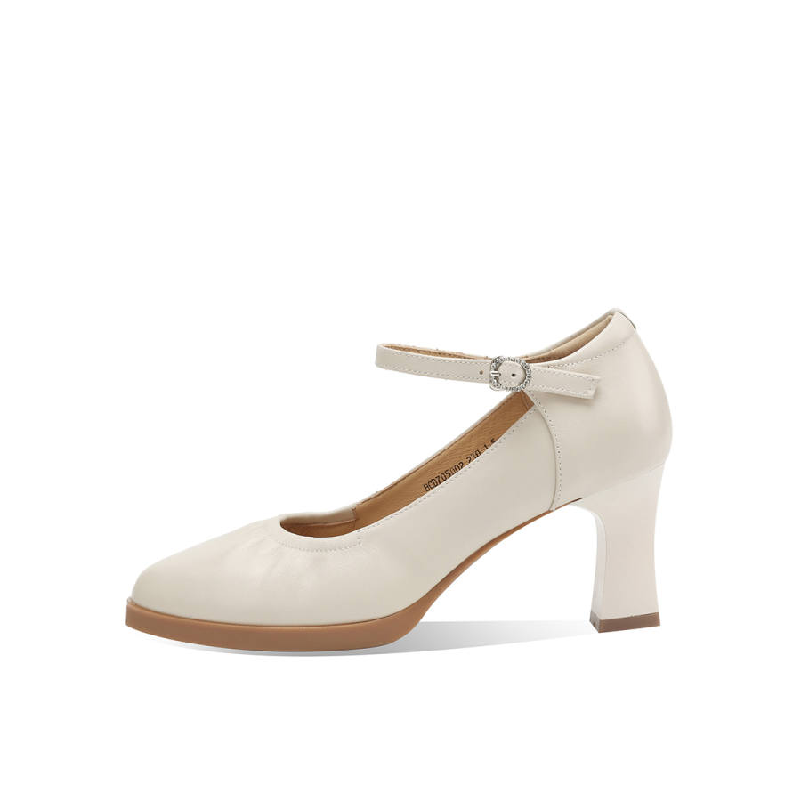 BOERDIQI Top Grain Cow Leather Chunky Heel High Heels 6.8cm Women's