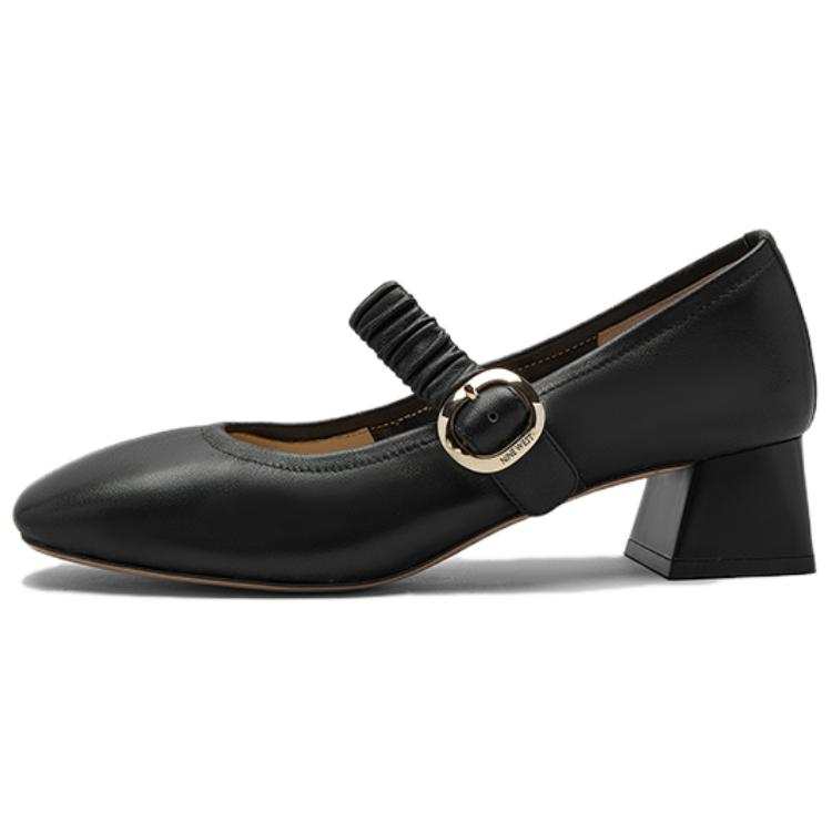 NINE WEST Sheepskin Chunky Heel Mary Jane Shoes Women's