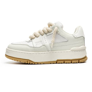 NIANZOUSUO Microfiber Leather Low top Skateboard Shoes Men's White