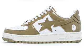 A BATHING APE BAPE A BATHING APE Bape Sta Patent Leather White Khaki 2023