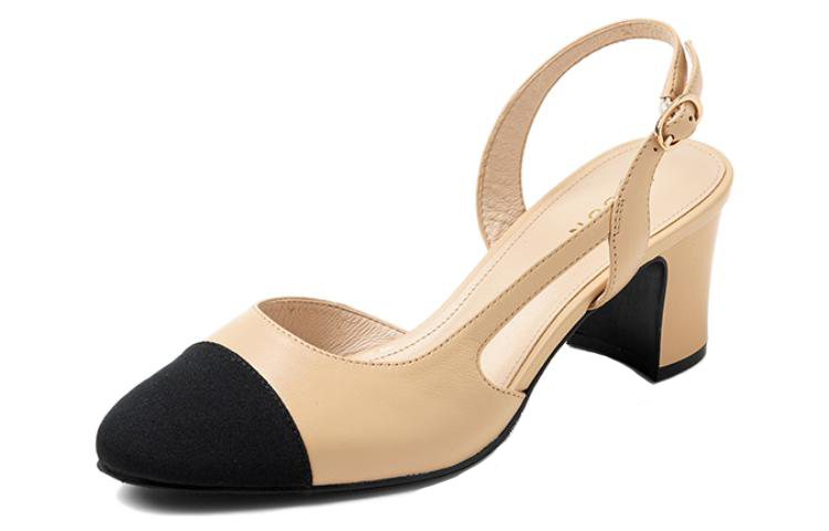 PT'SON Sheepskin Fashion Chunky Heel High Heels Women's