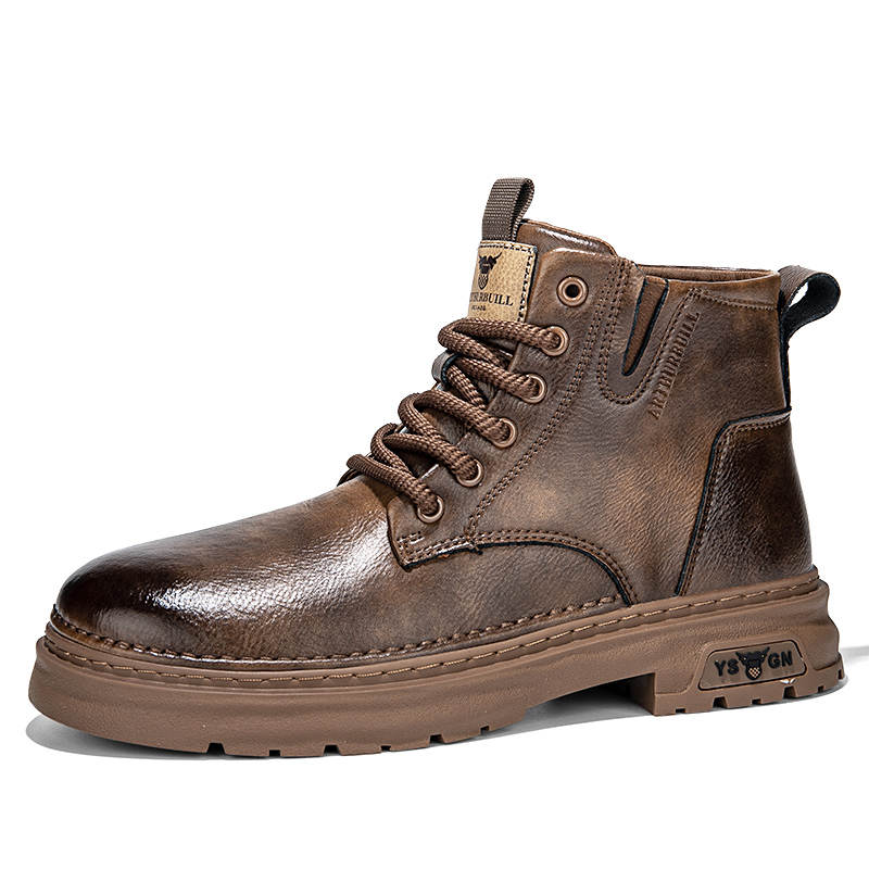 ARTHURBUILL ARTHURBUILL Cow Split Leather Crew Combat Boots Men's