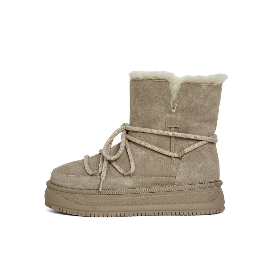 PT'SON Cow Suede Thermal Commute Versatile, Comfortable And Trendy Individual, Fleece Lined Short Snow Boots Women's