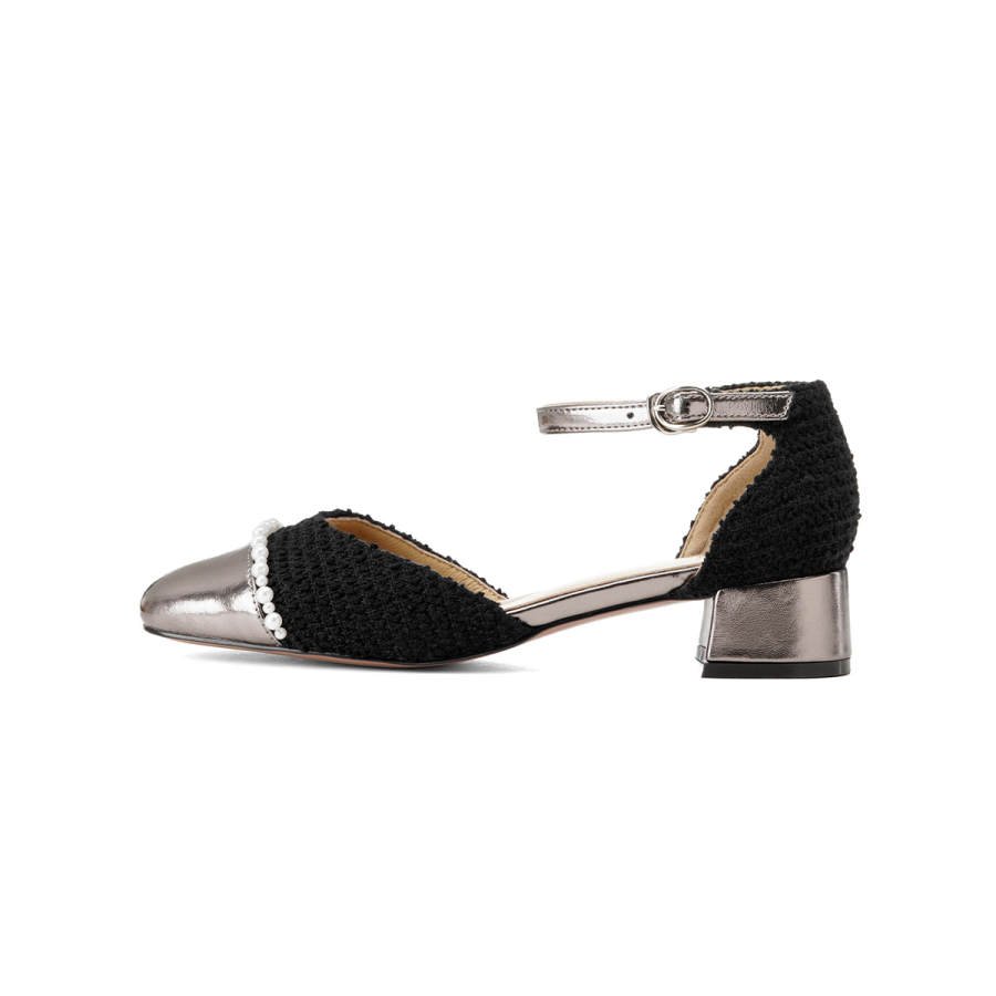 GOLDLION Fabric Chunky Heel High Heels Women's