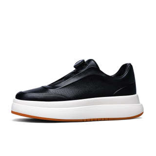 U7 Top Grain Cow Leather Low top Skateboard Shoes Men's Black