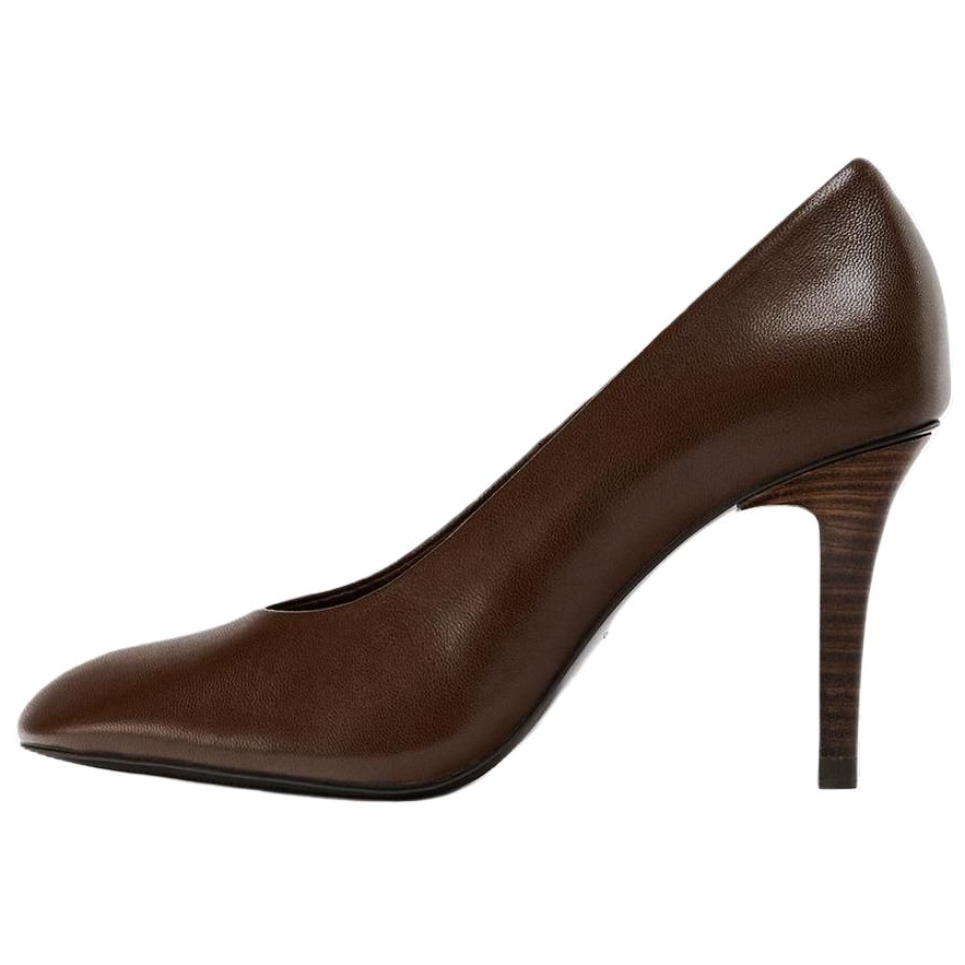 ZARA Sheepskin Slim Heel High Heels 9cm Women's Brown