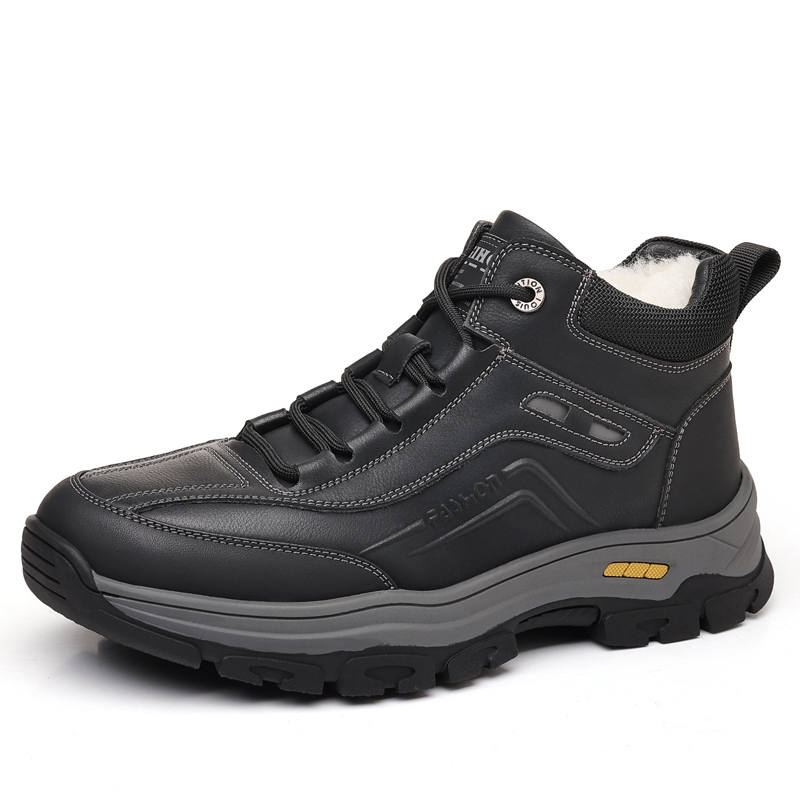 GIHO Cow Leather Thermal Mid top Casual Shoes Men's Black